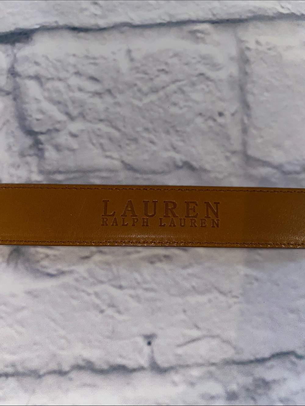 Lauren Ralph Lauren Croc-Embossed Leather Belt with Gold Buckle Tan Size L - Picture 13 of 13